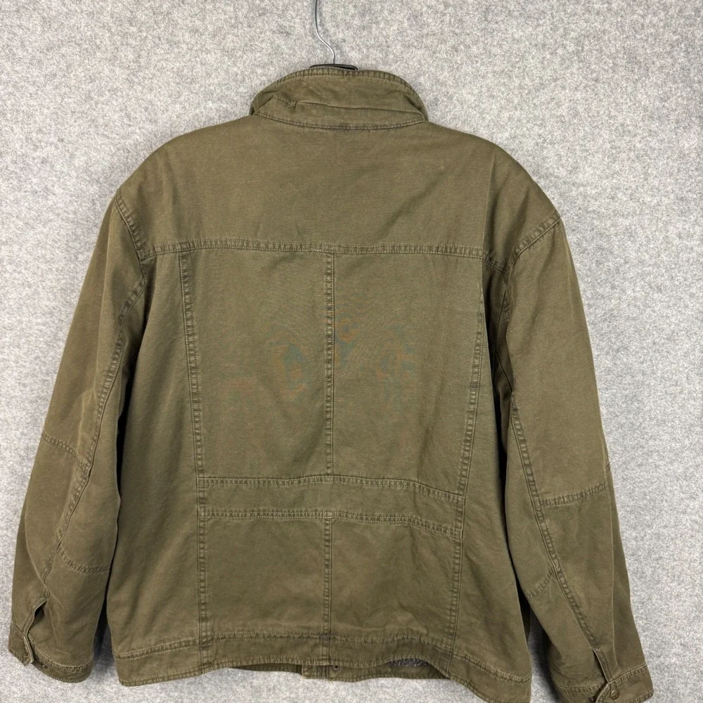 Levis Mens XL Sherpa Lined Military Field Jacket Olive Green Cotton Canvas Coat